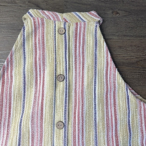 W5 Womens Tank Top Multicolor Yellow Striped Sleeveless Halter Textured Nubby Lg - Picture 9 of 9